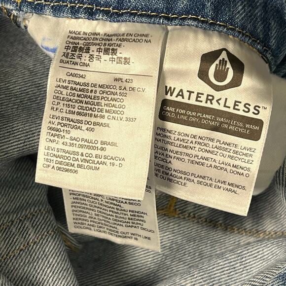 Levi’s Overalls 28W Premium Waterless Bib Jeans Women’s Red Tag Big E Side Zip - Picture 4 of 9